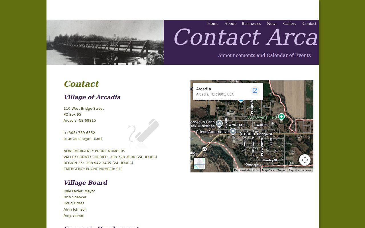 Arcadia court docket Village of Arcadia official contact page