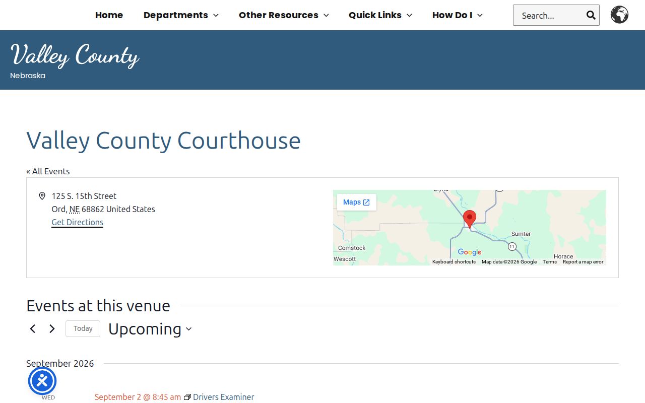 Valley County court calendar courthouse venue listing