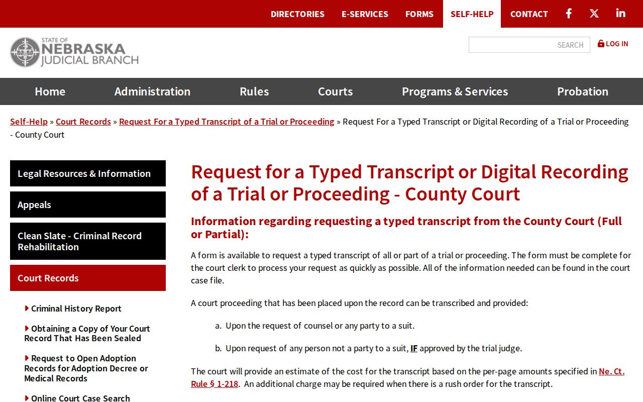 Valley County court records transcript and digital recording instruction source