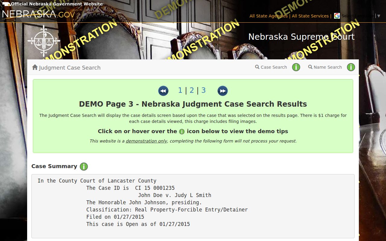 Valley County criminal docket synthetic Nebraska court results interface