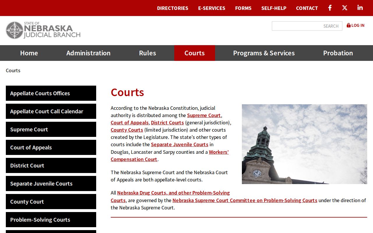 Elyria court docket Nebraska Judicial Branch court system overview