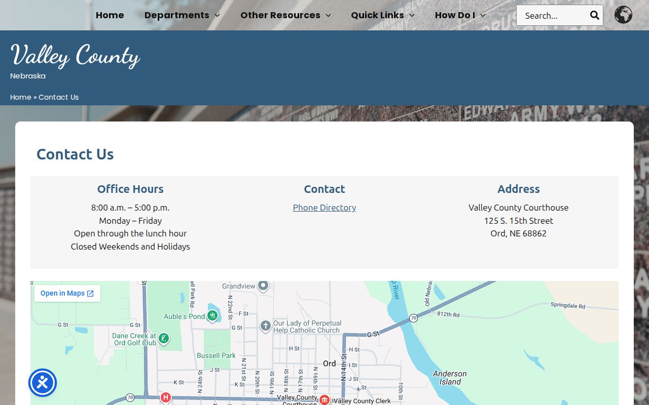 Elyria court docket Valley County courthouse contact route