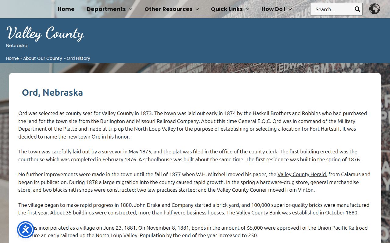 Ord court docket Valley County official Ord history and courthouse context