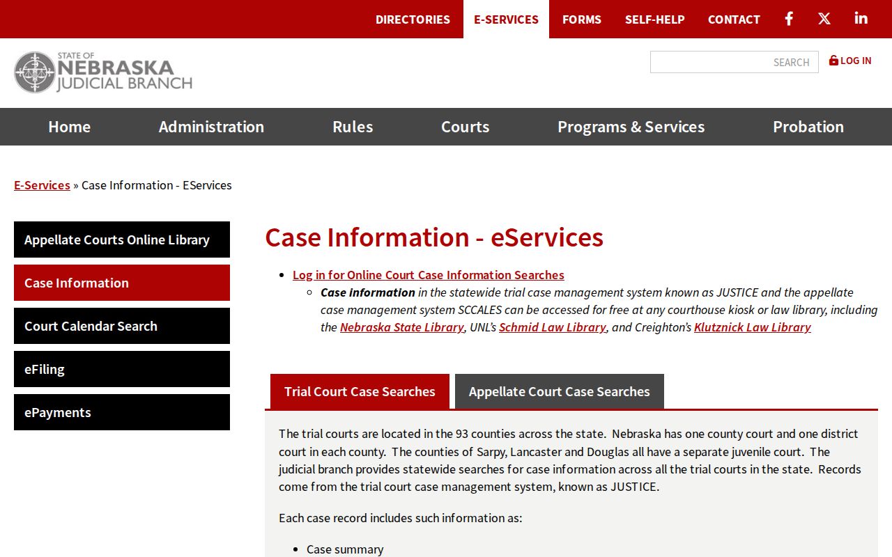 Valley County court docket Nebraska eServices case information choices