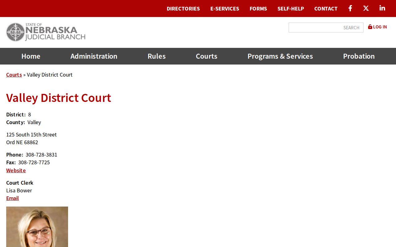 Valley County court docket District Court official page