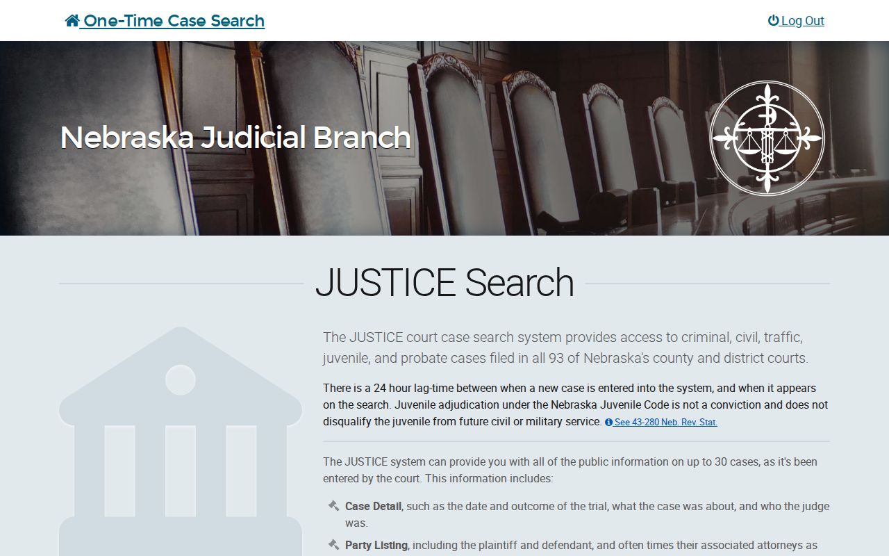 Valley County court docket Nebraska one-time case search interface